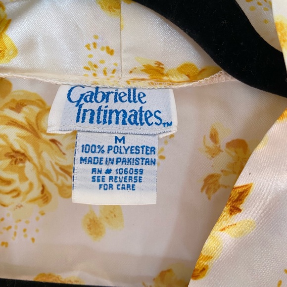 Golden Floral Rose Vintage VTG Retro Satin Robe Gabrielle Intimates - Picture 5 of 5